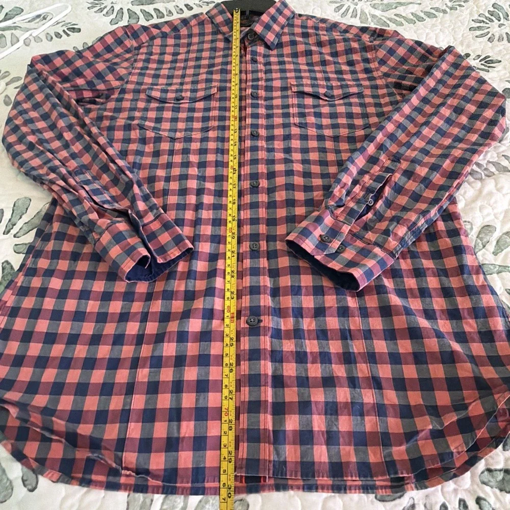 Banana Republic Shirt Men Size Large Slim Fit Quilted Gingham Button Down Casual